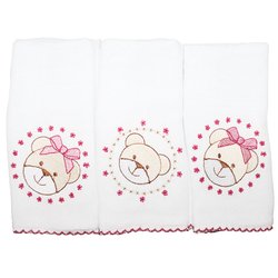 Fralda de Boca Ursinha Rosa Kit 3 Peças 100% Algodão Fralda de Boca Ursinha Rosa Kit 3 Peças 100% Algodão
