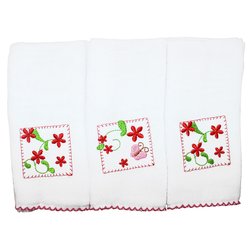 Fralda de Boca Flores Vermelho Kit 3 Peças 100% Algodão Fralda de Boca Flores Vermelho Kit 3 Peças 100% Algodão