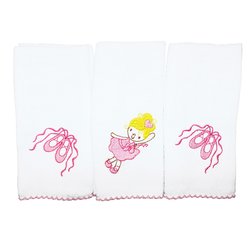 Fralda de Boca Bailarina Rosa Kit 3 Peças 100% Algodão Fralda de Boca Bailarina Rosa Kit 3 Peças 100% Algodão