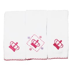 Fralda de Boca Coroa Rosa Kit 3 Peças 100% Algodão Fralda de Boca Coroa Rosa Kit 3 Peças 100% Algodão