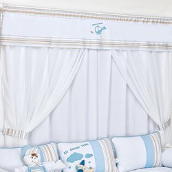 Cortina Quarto de Bebê Avião Azul Listras Cortina Quarto de Bebê Avião Azul Listras