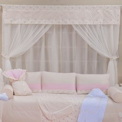 Cortina Quarto de Bebê Nervura Rosa Floral Cortina Quarto de Bebê Nervura Rosa Floral