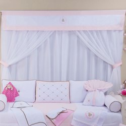 Cortina Quarto de Bebê Princesa Ursa Realeza Rosa Cortina Quarto de Bebê Princesa Ursa Realeza Rosa