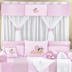 Cortina Quarto de Bebê Abelhinha Manu Rosa Cortina Quarto de Bebê Abelhinha Manu Rosa