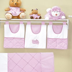 Porta Fraldas Varão Elefante Rosa 100% Algodão 3 Peças Porta Fraldas Varão Elefante Rosa 100% Algodão 3 Peças
