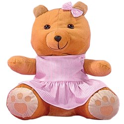 Ursinha Decorativa Urso Rosa Listrado M Ursinha Decorativa Urso Rosa Listrado M