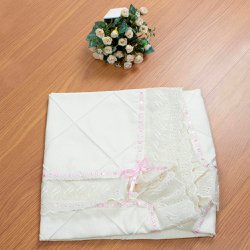 Manta de Bebê Nervura Palha com Lise Rosa Manta de Bebê Nervura Palha com Lise Rosa