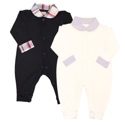 Kit Macacão de Bebê 2 Peças Basic Marinho e Branco Kit Macacão de Bebê 2 Peças Basic Marinho e Branco