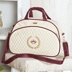 Bolsa Maternidade Puppi Coroa Palha e Bordô M Bolsa Maternidade Puppi Coroa Palha e Bordô M