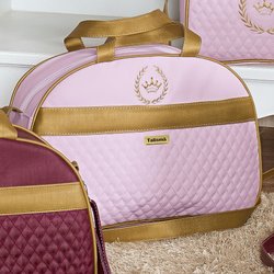Bolsa Maternidade Puppi Coroa Rosa e Dourado G Bolsa Maternidade Puppi Coroa Rosa e Dourado G