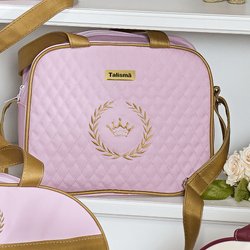 Bolsa Maternidade Puppi Coroa Rosa e Dourado P Bolsa Maternidade Puppi Coroa Rosa e Dourado P