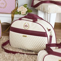 Bolsa Maternidade Puppi Coroa Palha e Bordô G Bolsa Maternidade Puppi Coroa Palha e Bordô G