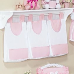 Porta Fraldas Varão 03 Peças Coroa Rosa Porta Fraldas Varão 03 Peças Coroa Rosa