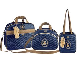 Kit Bolsa Maternidade Puppi Coroa Marinho 3 Peças Kit Bolsa Maternidade Puppi Coroa Marinho 3 Peças