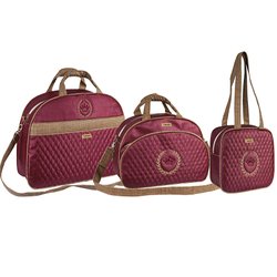 Kit Bolsa Maternidade Puppi Coroa Bordô e Marrom 3 Peças Kit Bolsa Maternidade Puppi Coroa Bordô e Marrom 3 Peças