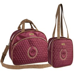 Kit Bolsa Maternidade Puppi Coroa Bordô e Marrom M e P Kit Bolsa Maternidade Puppi Coroa Bordô e Marrom M e P