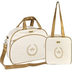 Kit Bolsa Maternidade Puppi Coroa Palha e Dourado M e P Kit Bolsa Maternidade Puppi Coroa Palha e Dourado M e P