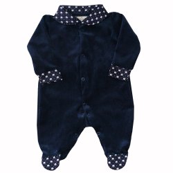 Macacão de Bebê Menino Basic Coroa Marinho Plush Macacão de Bebê Menino Basic Coroa Marinho Plush