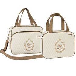Conjunto de Bolsas Maternidade Country Palha 2 Peças G e M Conjunto de Bolsas Maternidade Country Palha 2 Peças G e M