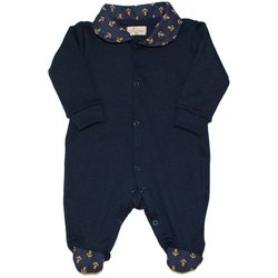 Macacão de Bebê Menino Âncora Dourado Marinho Malha Macacão de Bebê Menino Âncora Dourado Marinho Malha
