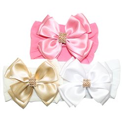 Faixa de Cabelo Para Bebê Rosa, Palha e Branco 3 Peças Faixa de Cabelo Para Bebê Rosa, Palha e Branco 3 Peças