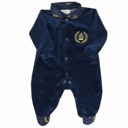 Macacão Manga Longa Coroa Marinho com Dourado Plush Macacão Manga Longa Coroa Marinho com Dourado Plush