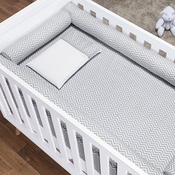 Kit Berço Rolinho Chevron Cinza 7 Peças Kit Berço Rolinho Chevron Cinza 7 Peças