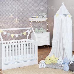 Quarto de Bebê Montessoriano Chevron Cinza 12 Peças Quarto de Bebê Montessoriano Chevron Cinza 12 Peças