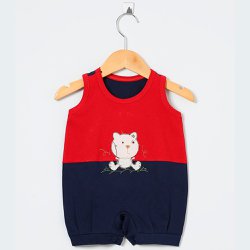 Macacão Curto de Bebê Tigre Vermelho Macacão Curto de Bebê Tigre Vermelho