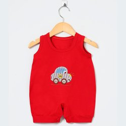 Macacão Curto de Bebê Carrinho Vermelho Fusca Macacão Curto de Bebê Carrinho Vermelho Fusca