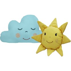 Almofada Sol Amarelo e Nuvem Azul Tiffany 2 Peças Almofada Sol Amarelo e Nuvem Azul Tiffany 2 Peças