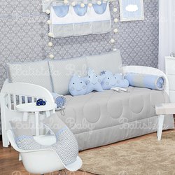 Kit Cama Babá Chevron Nuvem e Gotinha Azul 9 Peças Kit Cama Babá Chevron Nuvem e Gotinha Azul 9 Peças