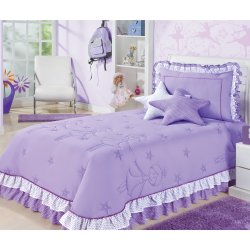 Cobre Leito Solteiro Bailarina Lilás 4 Peças Cobre Leito Solteiro Bailarina Lilás 4 Peças