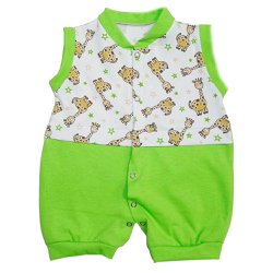 Macacão Curto de Bebê Girafinha Verde Macacão Curto de Bebê Girafinha Verde