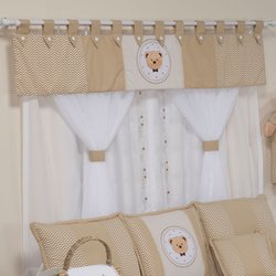 Cortina Quarto de Bebê Urso Elliot Chevron Cáqui 7 Peças Cortina Quarto de Bebê Urso Elliot Chevron Cáqui 7 Peças