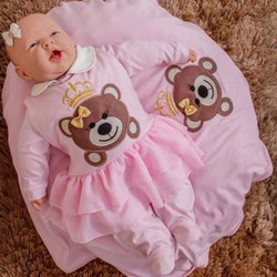 Saída de Maternidade Ursinha Rosa 3 Peças Saída de Maternidade Ursinha Rosa 3 Peças