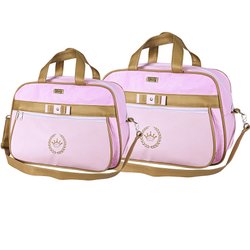 Kit Bolsa Maternidade Minha Coroa Rosa e Dourado 2 Peças Kit Bolsa Maternidade Minha Coroa Rosa e Dourado 2 Peças
