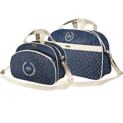 Kit Bolsa Maternidade Puppi Coroa Jeans M e G 2 Peças Kit Bolsa Maternidade Puppi Coroa Jeans M e G 2 Peças