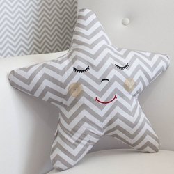 Almofada Estrela Chevron Cinza Almofada Estrela Chevron Cinza