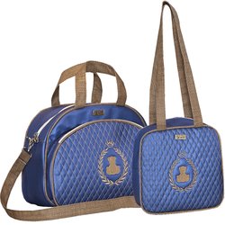 Kit Bolsa Maternidade Puppi Coroa Azul Tifany P e M 2 Peças Kit Bolsa Maternidade Puppi Coroa Azul Tifany P e M 2 Peças