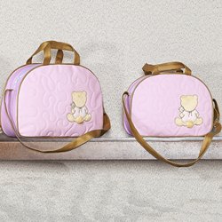 Kit Bolsa Maternidade Ursinho Mimado Rosa 2 Peças Kit Bolsa Maternidade Ursinho Mimado Rosa 2 Peças