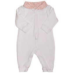 Macacão Manga Longa Basic Branco com Flor Rosê Macacão Manga Longa Basic Branco com Flor Rosê