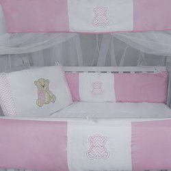 Kit Berço Ursa Pool Chevron Rosa 10 Peças Kit Berço Ursa Pool Chevron Rosa 10 Peças
