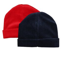 Kit Touca de Bebê Plush Marinho e Vermelho Kit Touca de Bebê Plush Marinho e Vermelho