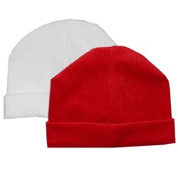 Kit Touca de Bebê Plush Vermelho e Branco Kit Touca de Bebê Plush Vermelho e Branco
