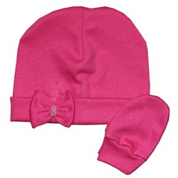 Kit Touca e Luva de Bebê Pink Malha Kit Touca e Luva de Bebê Pink Malha