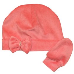 Kit Touca e Luva de Bebê Rosê Plush Kit Touca e Luva de Bebê Rosê Plush