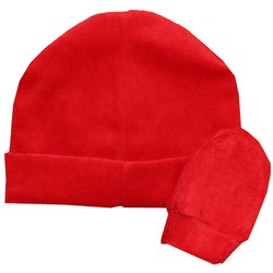Kit Touca e Luva de Bebê Vermelho Plush Kit Touca e Luva de Bebê Vermelho Plush