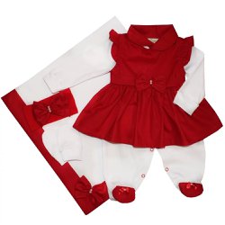 Saída de Maternidade Nina Vermelho Malha 5 Peças Saída de Maternidade Nina Vermelho Malha 5 Peças