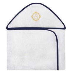 Toalha de Banho Urso Imperial Dourado e Marinho com Capuz Toalha de Banho Urso Imperial Dourado e Marinho com Capuz
